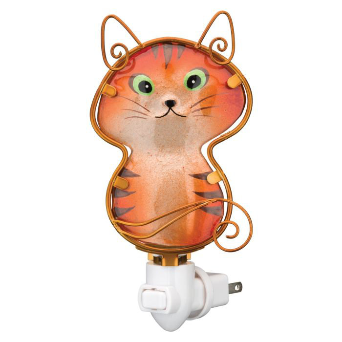 Orange Cat Shaped LED Night Light with Metal Frame
