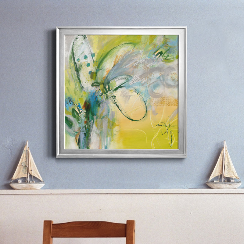 Flowery Language - Wrapped Canvas Canvas, Silver Framed Canvas, No Mat, 34.5" H x 34.5" W x 1.5" D.