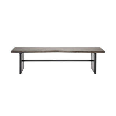 Rectangular Brown Mango Wood Dining Bench with Metal-Clad Base