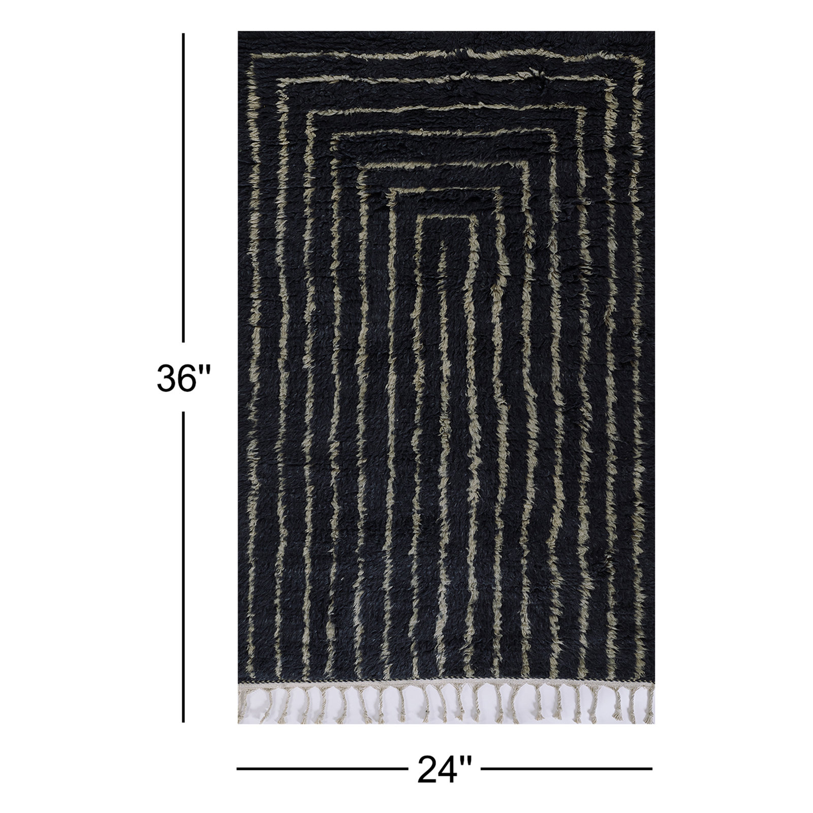 Essi Navy Beige Hand-Woven Geometric Wool Rug, Rectangle 2' x 3'