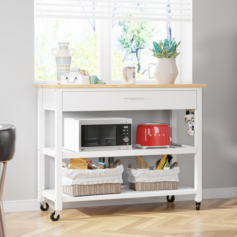 39.76 " W Kitchen Cart, White