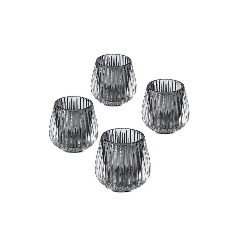 Elyvia 3'' H Glass Tabletop Votive Holder, Smoke Gray
