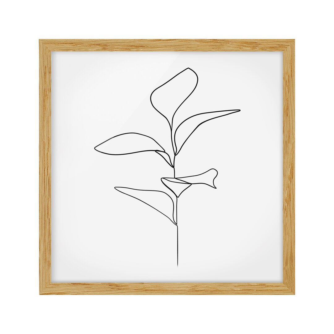 Gerahmtes Poster Line Art Plant Leaves