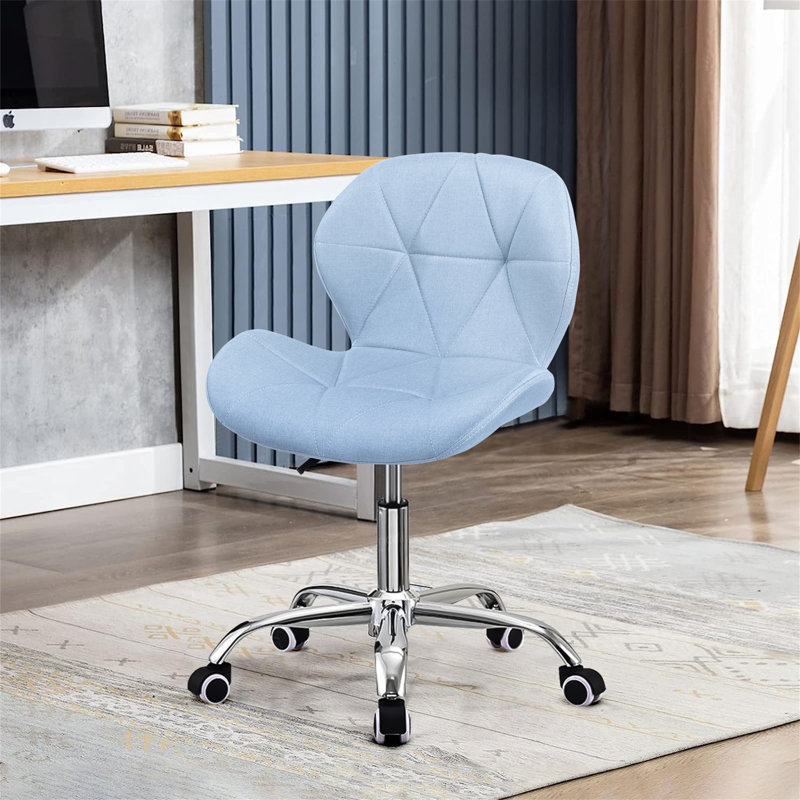 Erltrud Velvet Office Chair, Blue, Fabric