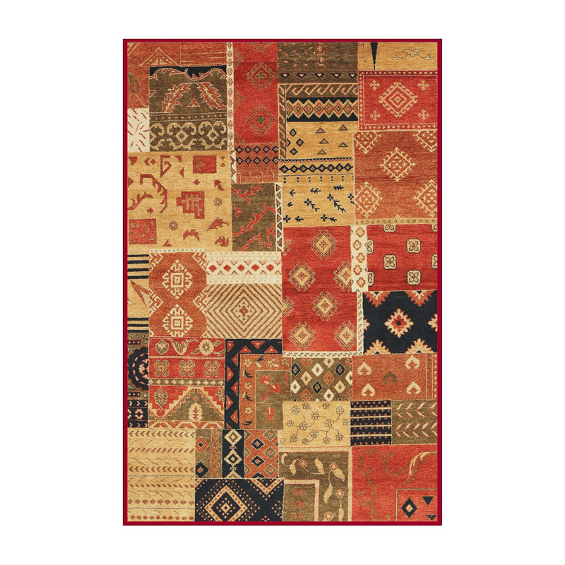 Tapis brun clair / rouge / brun, Rectangle 3 pi x 5 pi