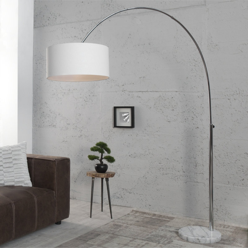 Daniels 170cm Silver Arched Floor Lamp, White