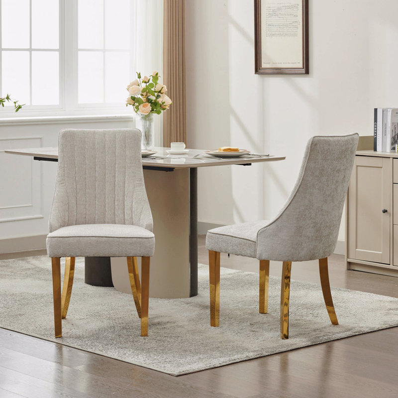 Chaise d'appoint Chenille, Beige, Doré