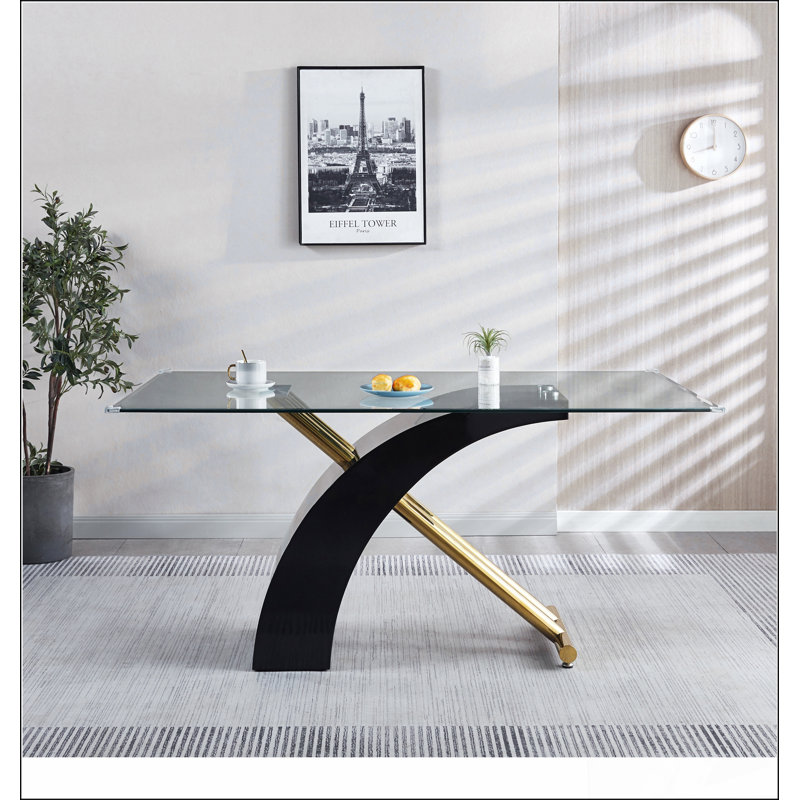 Table de salle à manger élégante, table de salle à manger luxueuse avec plateau en verre, design moderne pour votre maison