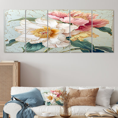 Kandiyohi - pivoine, art mural 5 pièces