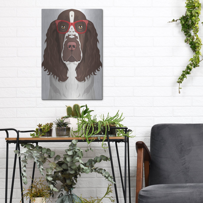 «Springer Spaniel Porter des lunettes de Hipster» par les affiliés Furbaby, H 16 po x l 12 po