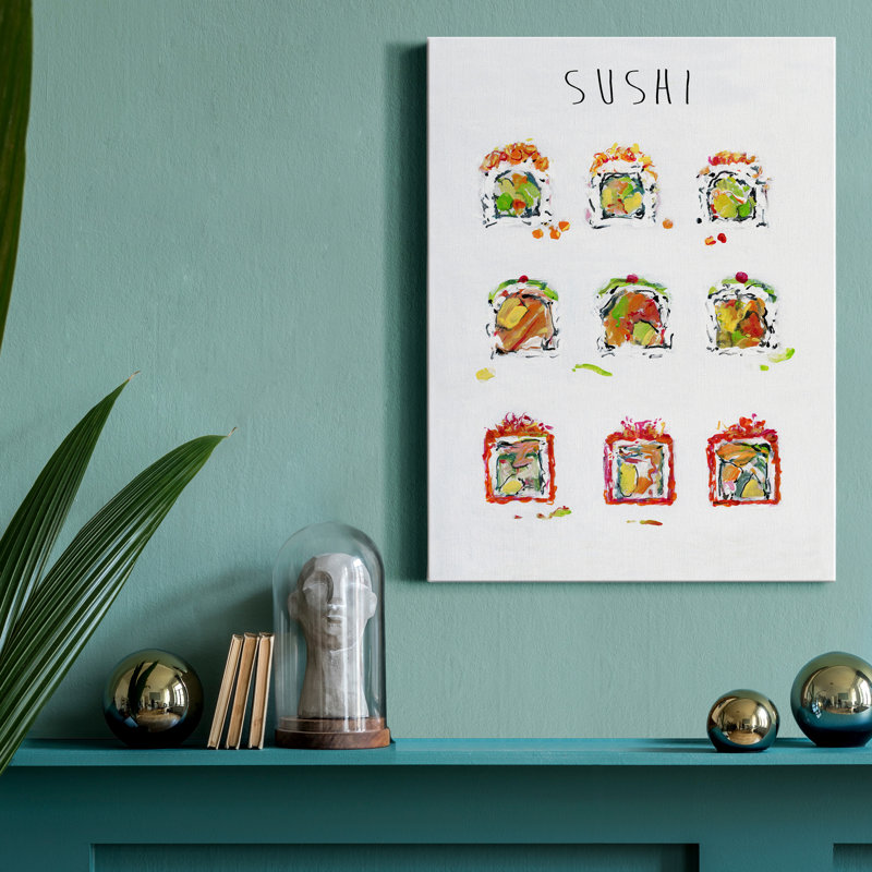 «Sushi» par Sally Swatland, reproduction d'art textuel sur toile tendue, H 20 po x l 16 po x P 1 po