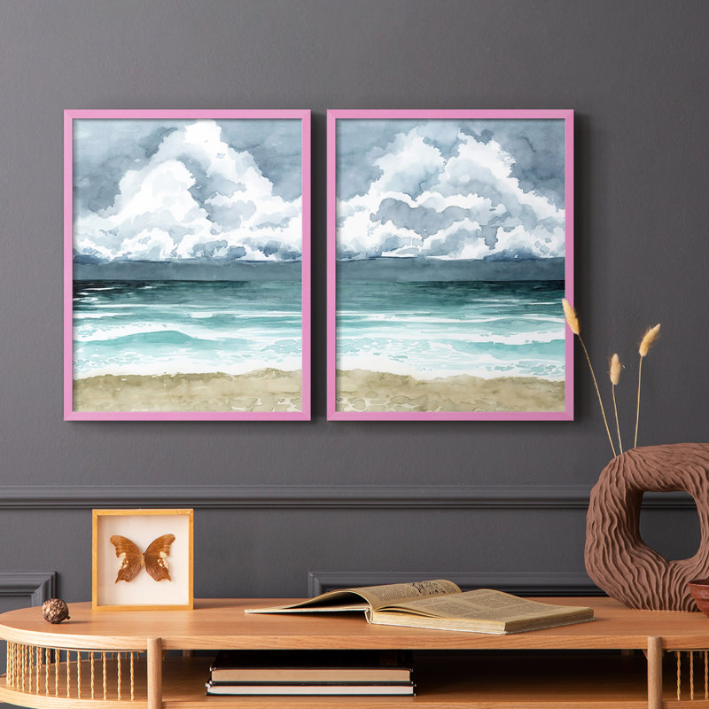 Impression encadrée South Beach Storm I-Premium - prête à être accrochée - aucun clou requis - aucun clou requis, Rose