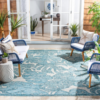 Shani Floral Grey/Aqua Area Rug