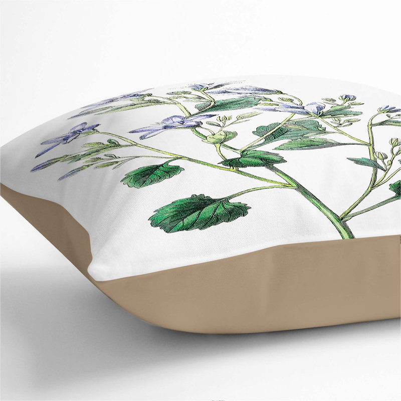 Floral Square Throw Cushion, 40cm H x 40cm W x 15cm D, Stone