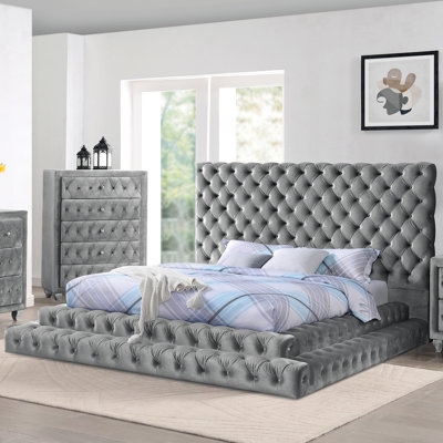 E.King Bed, Gray
