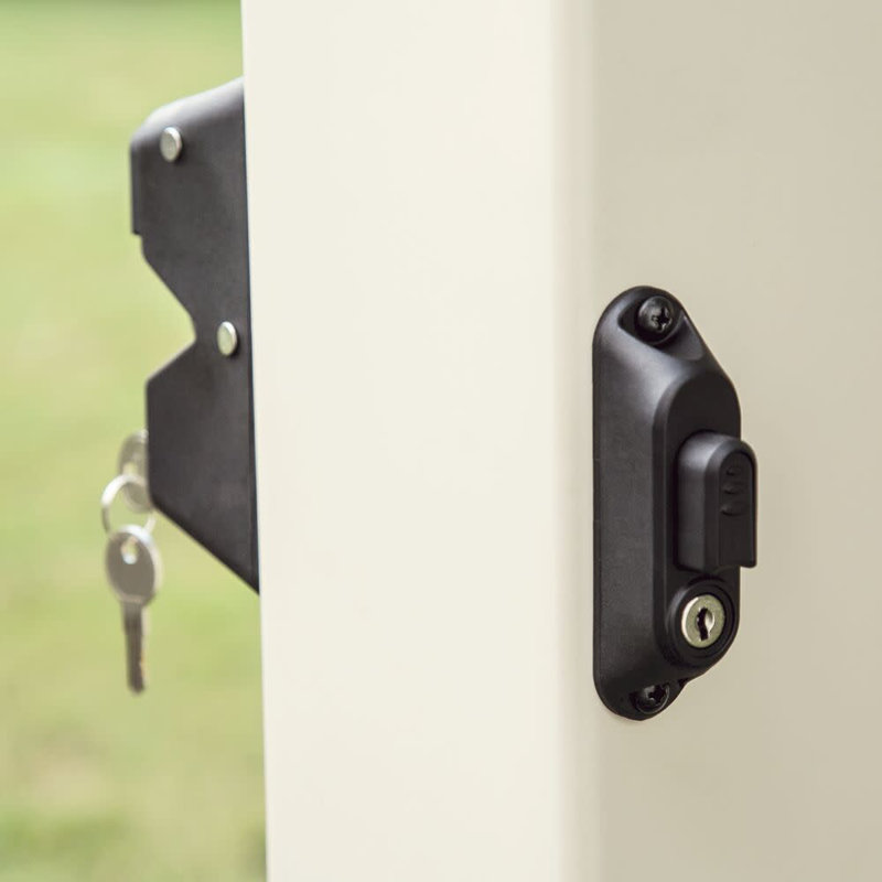 Locking Gravity Latch with Two-Sided Key Entry and Push Button, Black