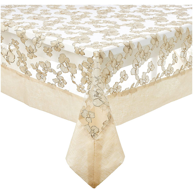 Etheline Floral Tablecloth, Ivory, 72" L x 54" W