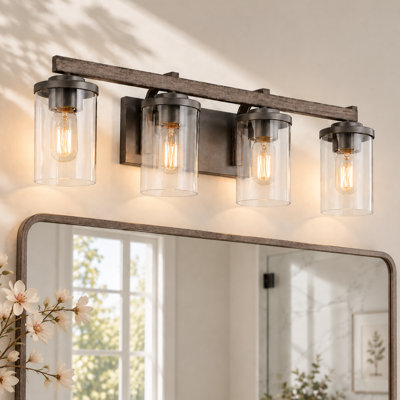 Éclairage pour meuble-lavabo de campagne moderne à 4 lumières à intensité variable Ifill