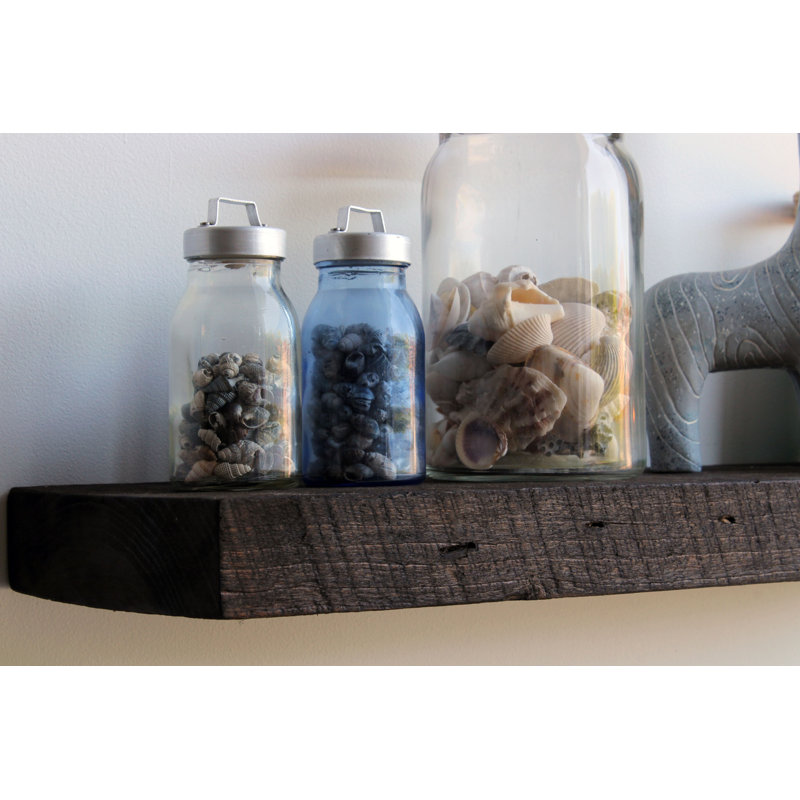 Joao 2 Piece Solid Wood Floating Shelf, 2" H x 36" W x 4.5" D, Coffee Bean