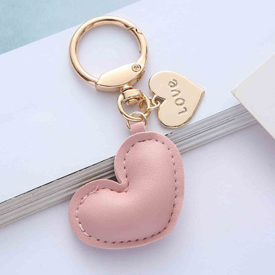 Leather Heart Alloy Keychain Cute Color Heart Metal Accessories Small Fresh Bag Pendant