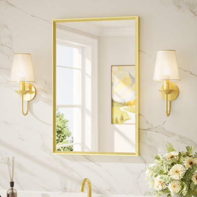 Miroir de salle de bain avec cadre en aluminium et verre trempé