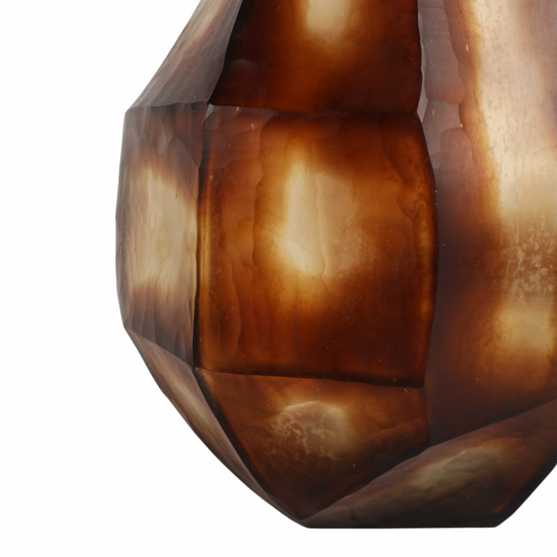Decorative Geometric Glass Vase for Home Decor – Sculptural Flower Vase Perfect for Table Decor, Office Accent, or Living Room Styling – 10", Brown