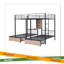 Lit double superposé double au-dessus de simple et simple avec tiroirs, lit à structure en métal multifonctionnel avec bureaux et tablettes au milieu-1736817990