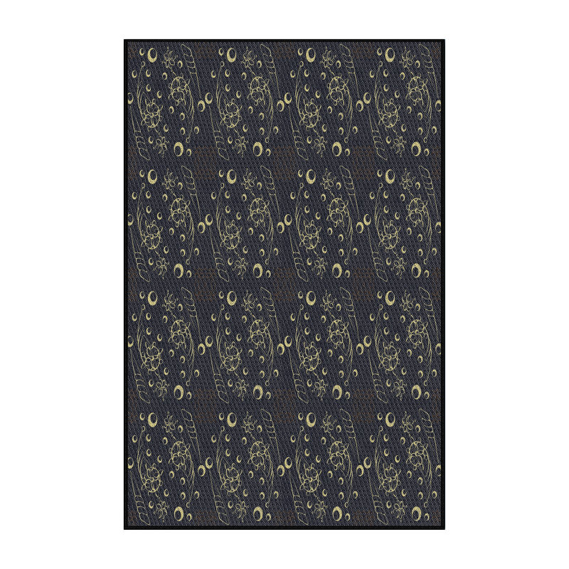 Tapis bleu/jaune à motifs, Rectangle 7 pi x 10 pi