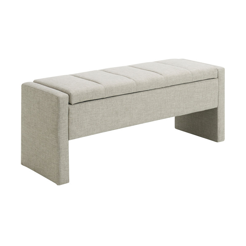 Banc de bout moderne avec rangement, grand tabouret de repose-pieds rembourré, banc de meuble-lavabo de fenêtre confortable pour salon, chambre à coucher, dortoir, table basse, lin 