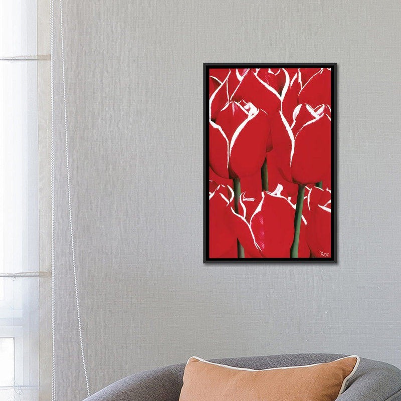 « red & white i », impression sur toile, H 26 po x l 18 po x P 1,5 po, Toile avec cadre noir, Pas de tapis