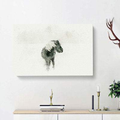 Wild Horse in Iceland in Abstract - Wrapped Canvas