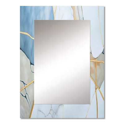 Abstract Geode White I - Marble Wall Mirror, White Decorative Mirror, Printed Metal Art