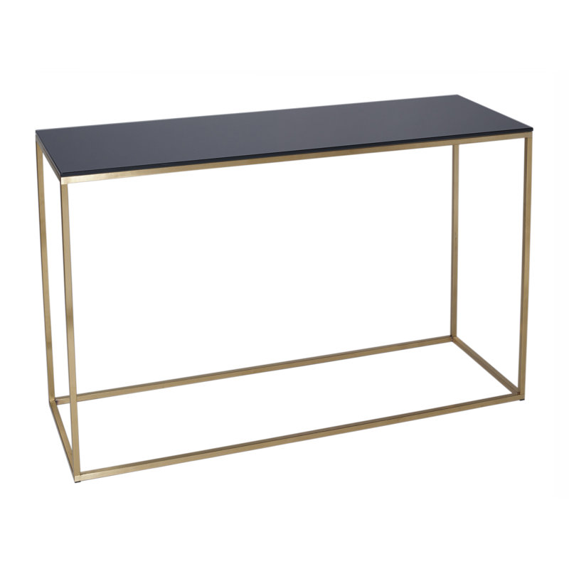 Licata 120cm Glass Top Console Table, Black/Brass