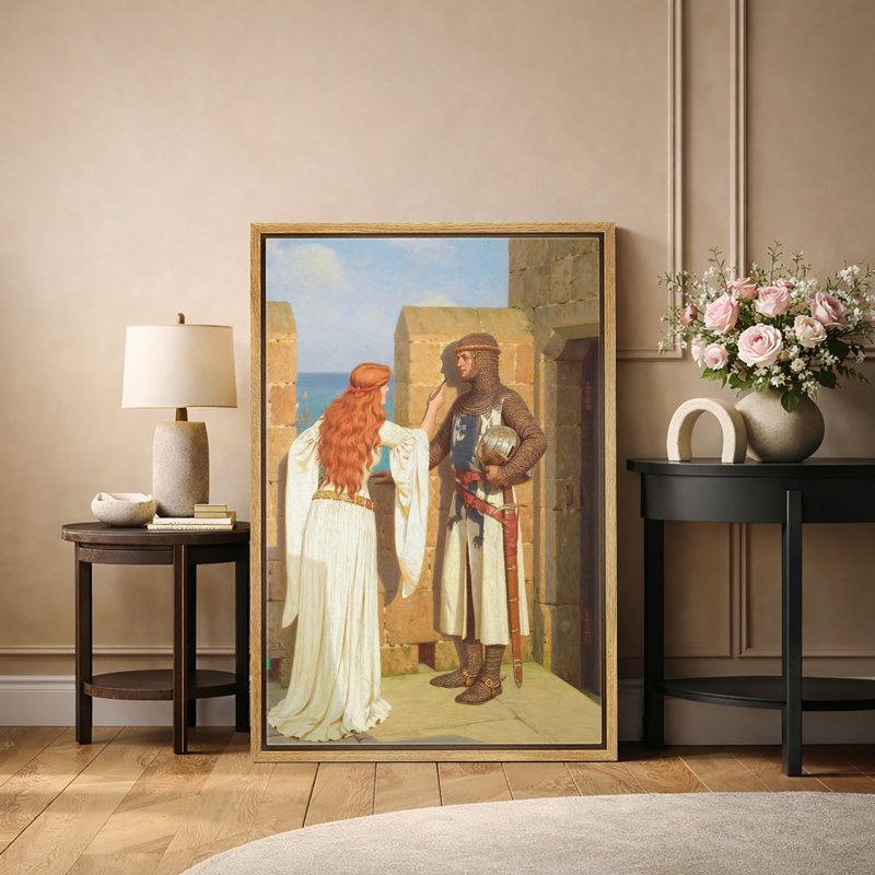Illustration de scène médiévale d'adieu, images de personnages historiques romantiques, impression sur toile encadrée