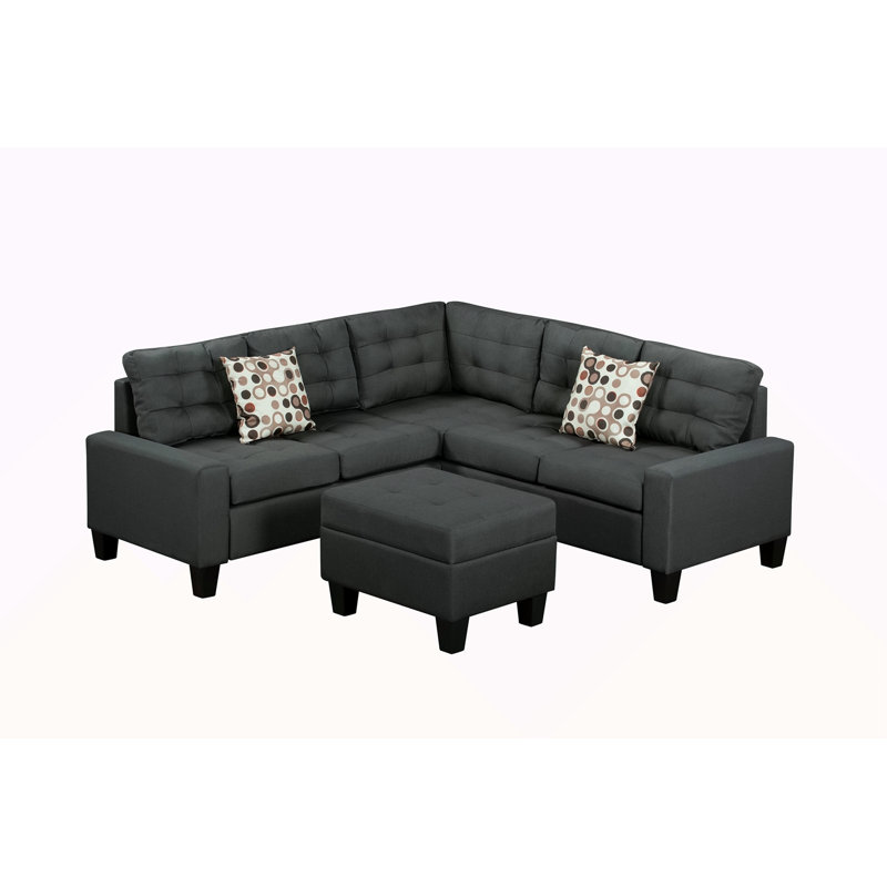 Canapé modulaire 6 pièces rembourré, Noir