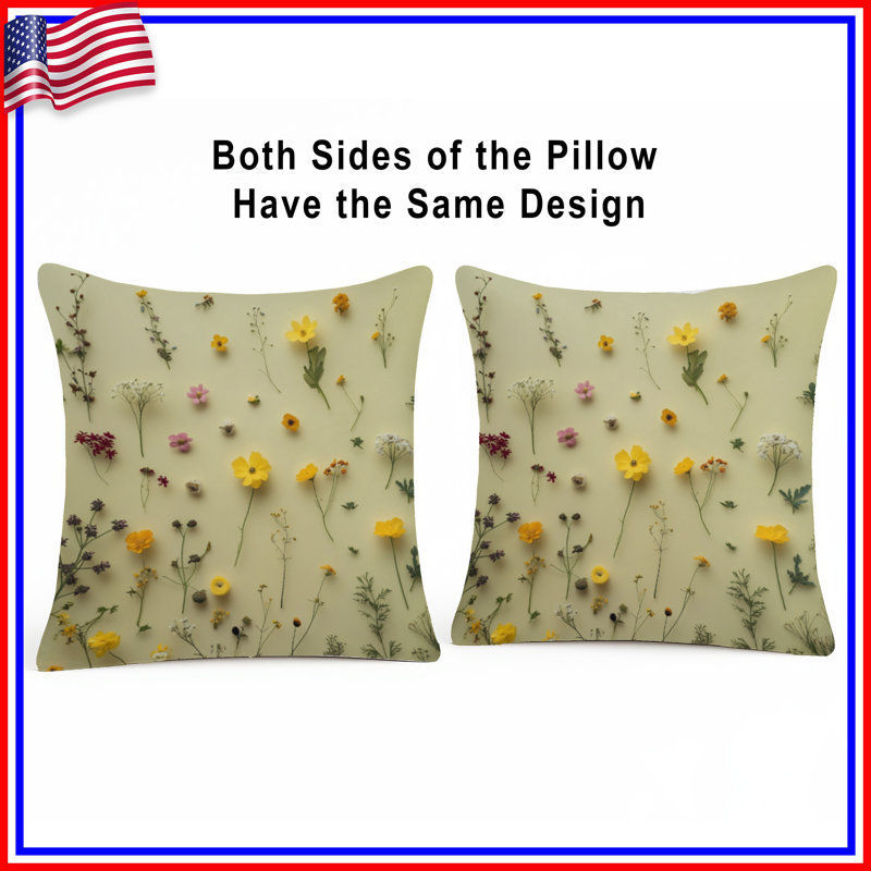 Assorted Wildflowers Double Sided Throw Pillows, 26 x 26 inches