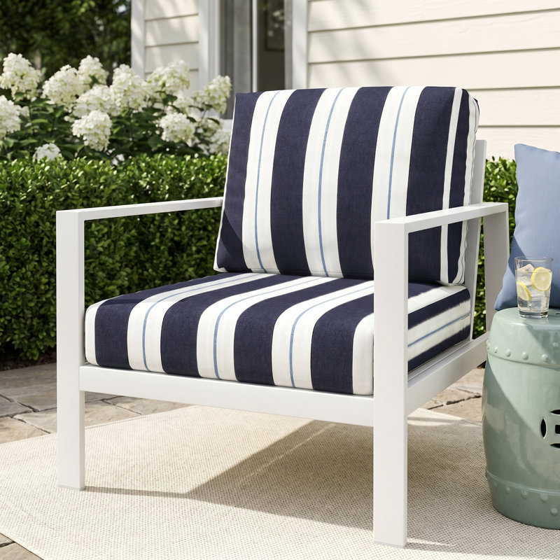 Townsend Metal Outdoor Lounge Club Chair With Sunbrella Cushion
