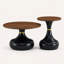Ensemble de 2 tables gigognes à piédestal circulaire Parisian Elegance, noir et or mat