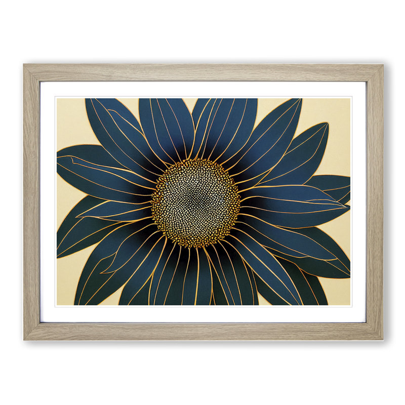 Extravagant Flower - Single Picture Frame Print, 25cm H x 34cm W x 2cm D, Oak Framed