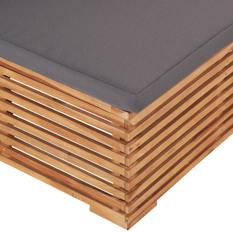 Chaise de patio en teck avec coussins Savaira, Gris foncé