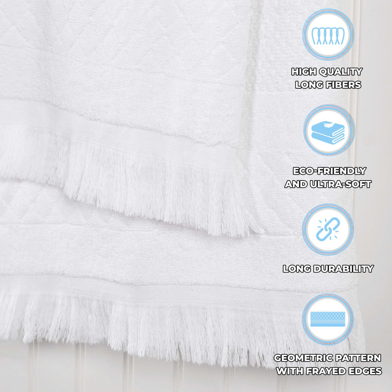 Essuie-mains à motif géométrique Blue Nile Mills, lot de 6, Blanc