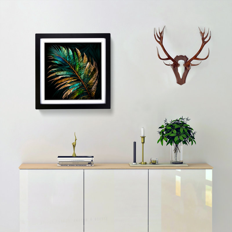 Palm Leaf Neo-Impressionism - Framed Print, Black