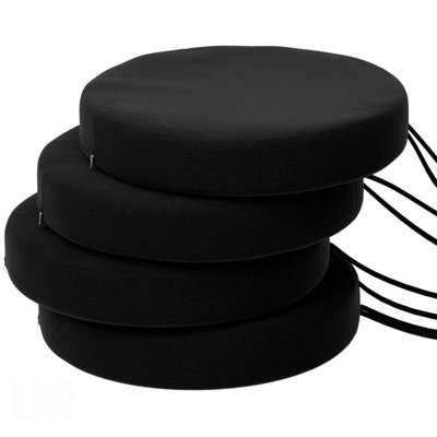 Black Dining Chair Cushions,Set Of 4 Round Seat Cushions(Only Cushion), Chair Cushion