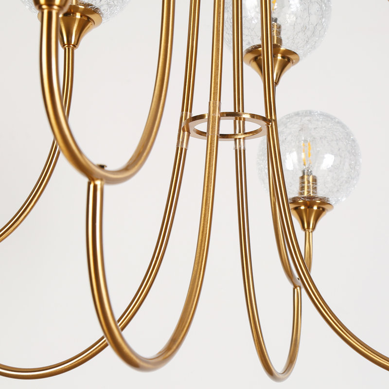 Lustre en métal 8 lumières avec verre craquelé à intensité variable 36,6 po Jenavicia 