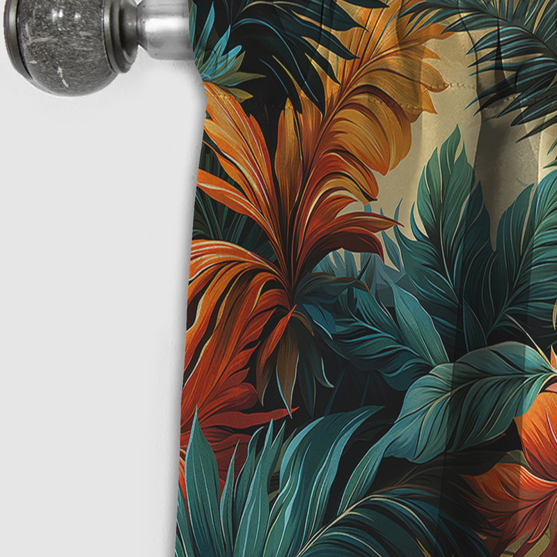 Paradise Palms Tropical Pattern - Floral Curtain - Blackout Floral Curtain - 1 Panels, 52" W x 90" L