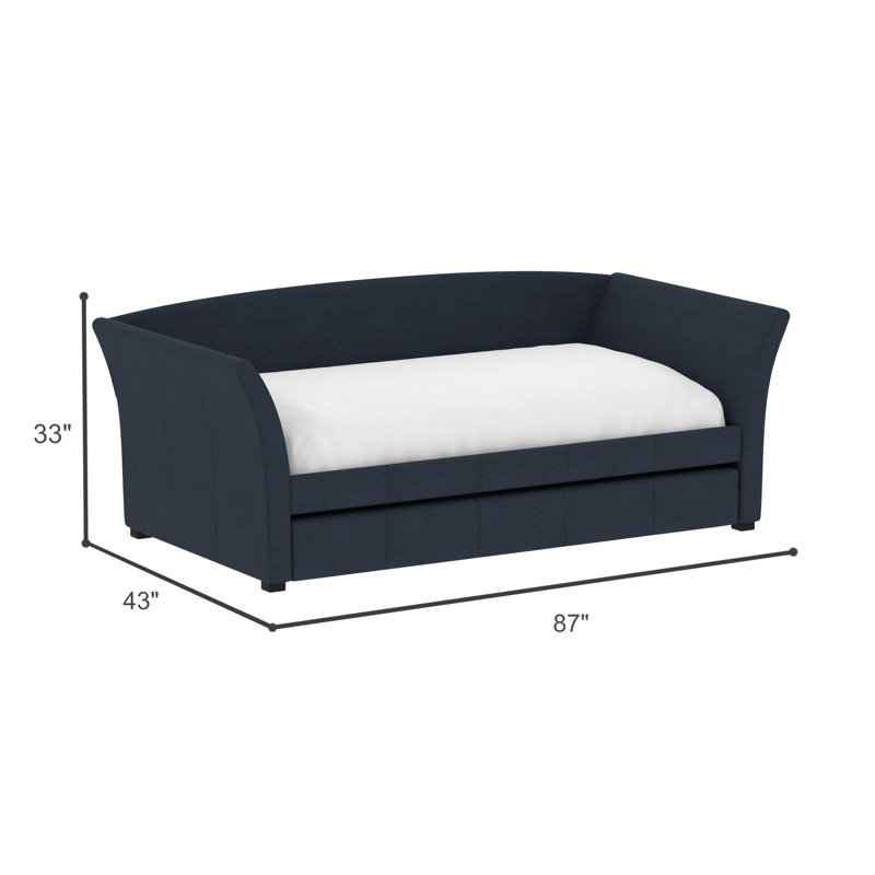 Lit de jour rembourré avec couchette Sliffe, Bleu
