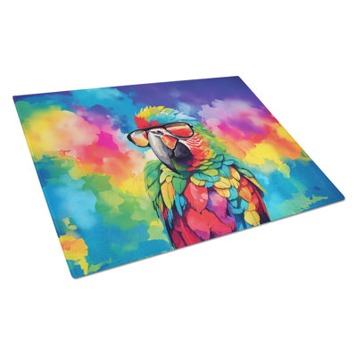 Hippie Animal Parrot Glass Cutting Board