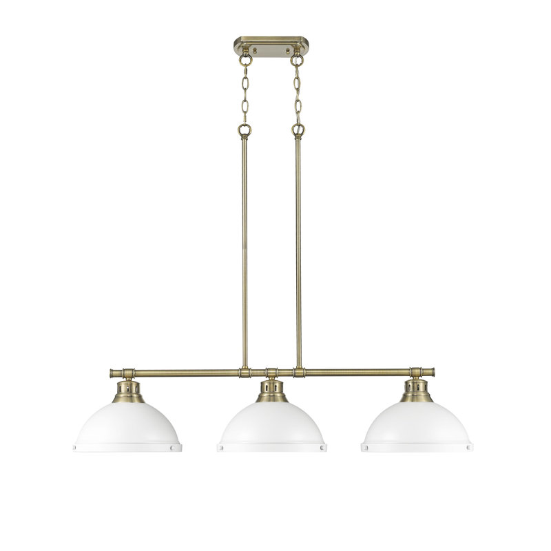 Laramy 3-Light Linear Pendant, Aged Brass, White