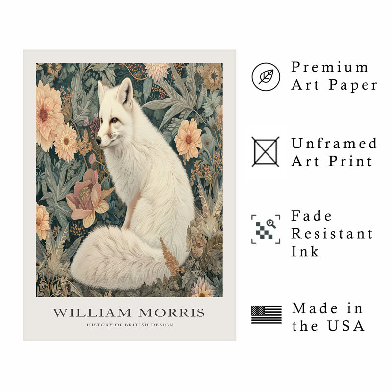 Animaux, animaux, William Morris, loup blanc, reproduction d'art sans cadre