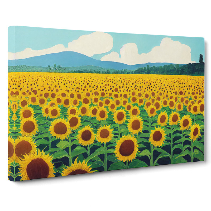 Delightful Sunflower Field - Wrapped Canvas, 40cm H x 60cm W x 3cm D